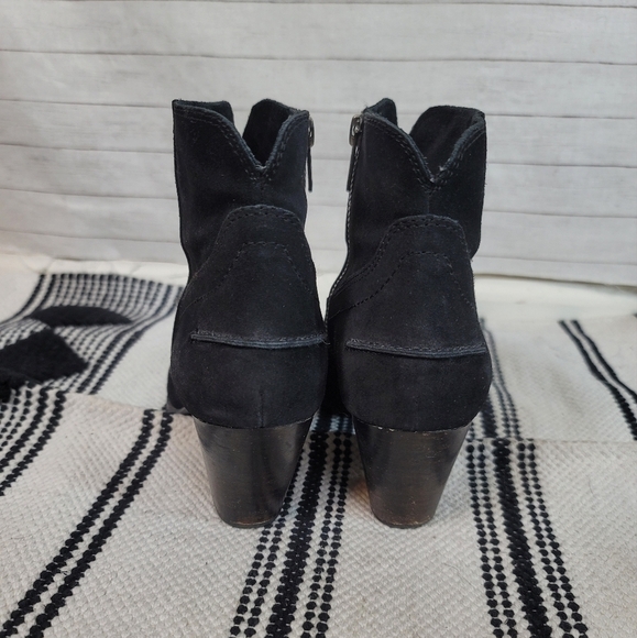 Frye Renee Seam Burnished Toe Black Suede Heeled Bootie, sz 8.5 - Picture 7 of 15
